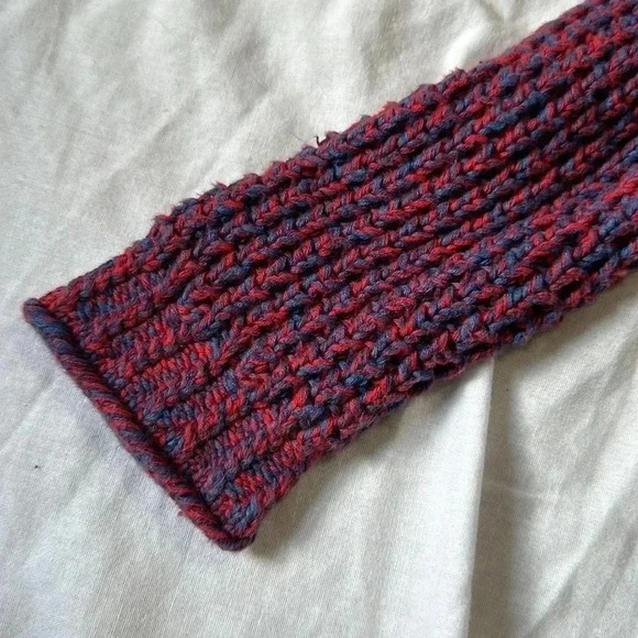 ARITZIA WILFRED FREE Blue Red Rib Knit Zip Up Cardigan Sweater Tassel Size S - Picture 5 of 6